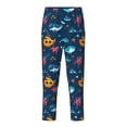 thumbnail image 2 of Gukieu Ocean Floor Animals Print Youth Home Trousers, Elastic Waistband with Pockets for Home and Outing, Suitable for Children Aged 5-16-Small, 2 of 6