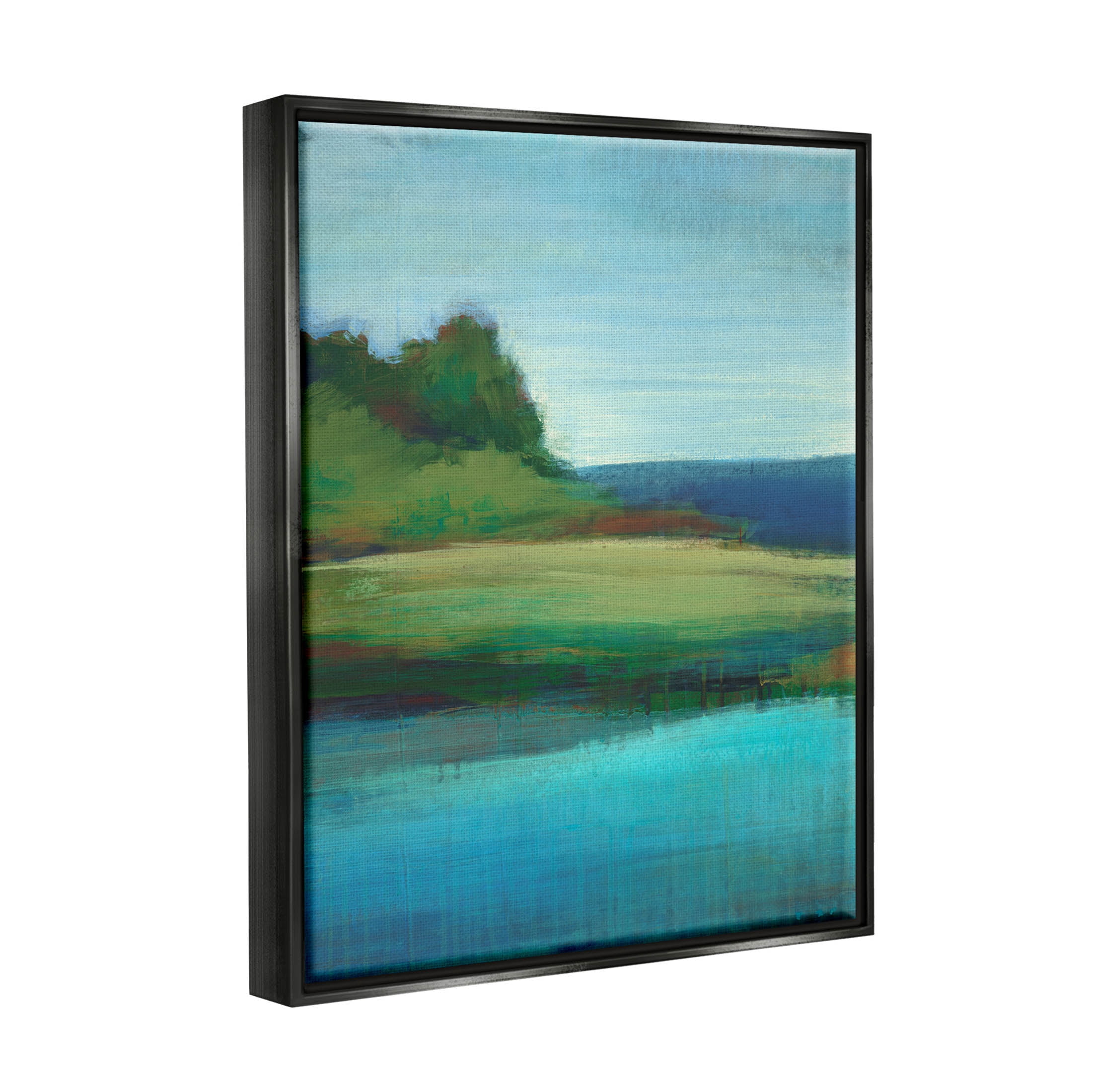 Stupell Industries Soft Rainy Lake Landscape Painting Jet Black Floating Framed Canvas Print Wall Art, Design by Stacy D'Aguiar