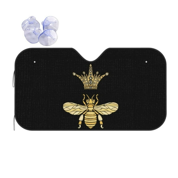 KAKALAD Golden embroidery patch bee crown bee Universal Windshield Car Sun Shades Accordion Folding Auto Aluminum Sunshade 51"x 27.5"