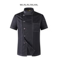thumbnail image 4 of Transemion Durable And Easy-to-clean Chef Coat Button Addition To Chef Uniforms Convenient Polyester Short Sleeve Chef Chef Jacket black xxxl 1Set, 4 of 6