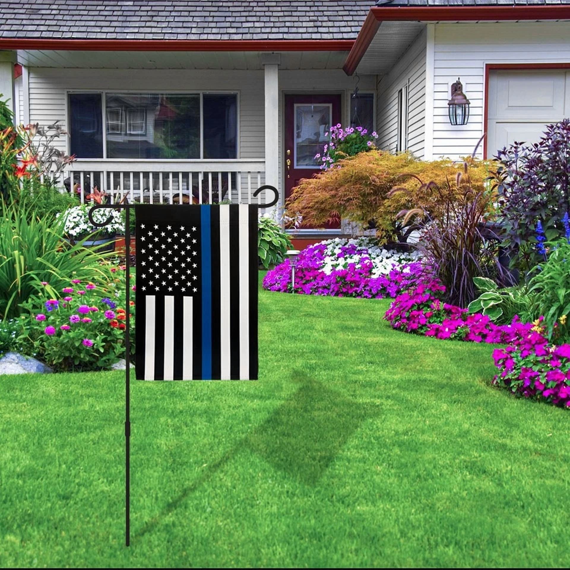 PURELY- Thin Blue Line 12X18In Garden Flag Back The Police Front Yard Home Decor Flag