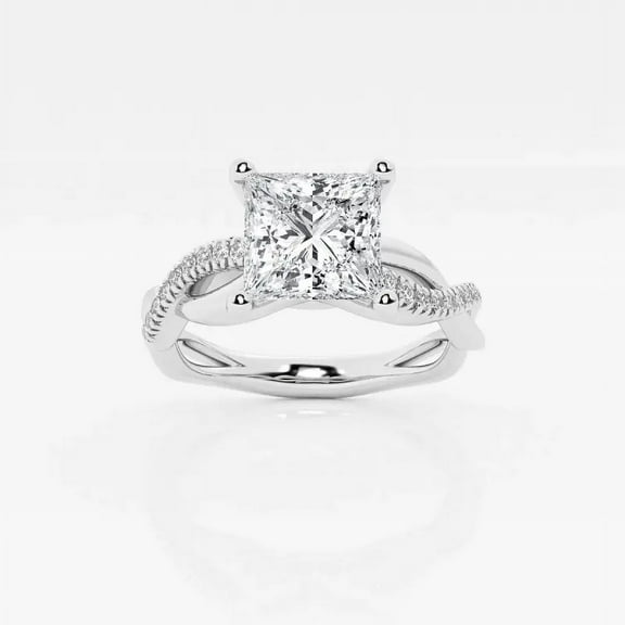 Cloud Jewel Women's Twisted Engagement Ring - 2 Ct Princess Cut Lab Created Diamond Infinity Ring - 14K White Gold Plated Wedding Ring - Perfect for Proposal, Anniversary, and Birthday Gifts for Her
