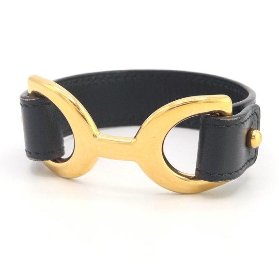 Pre-Owned Hermes Pavan Black Bracelet, K Stamp, 2007, Women's Bangle, HERMES