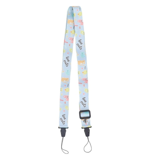 Correa de cámara de 1,2 m con estampado multifuncional para el cuello y el hombro para Polaroid Mini 12, 11, 8 y 9 (gatito azul)