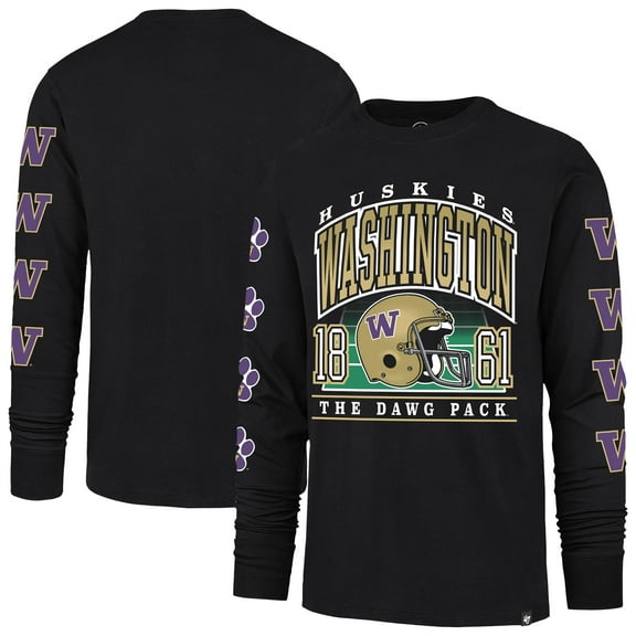 Men's '47  Black Washington Huskies Go Big Long Sleeve T-Shirt