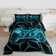 thumbnail image 4 of Manfei Teens Game Console Bedding Comforter Set, Black Cyan Neon Gradient Twin Comforter Sets, Modern Video Game Lover Reversible Bedding Set, Luxury Bedroom Decor, 2pcs, 4 of 9