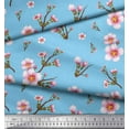 thumbnail image 3 of Soimoi Blue Japan Crepe Satin Fabric Blossom Floral Decor Fabric Printed Yard 42 Inch Wide, 3 of 3