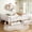 White + Partice Board+MDF+Pine Wood + Queen, variant on Queen  Size   Floor Bed  with built-in bookshelves and storage drawers, Safety Staircase design and high-quality safety rails,White
