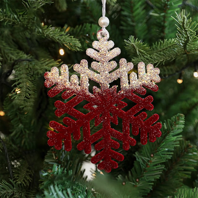 Adornos Navideños de Copos de Nieve Rojos Aterciopelados | Material Plástico | 16 X 16 X 0,6 Cm | Ideal para Crear Ambiente Navideño | Decoración Versátil | Recuerdos Inolvidables | 1 Colgante
