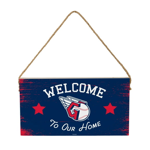 Cleveland Guardians 6" x 11" Welcome Home Wood Wall Sign with Rope Hanger