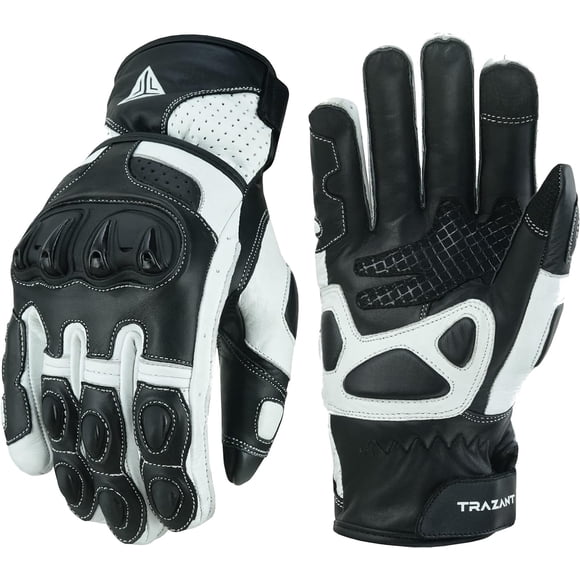 Cowhide Leather Motorcycle Gloves, Riding, Touring, Cruising, Knuckle Protection, Motorbike Gloves for Men and Women