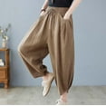 thumbnail image 5 of HUPOM Palazzo Pants For Women Casual Cargo Pants Standard High Waist Rise Ankle Straight-Leg Khaki L, 5 of 9