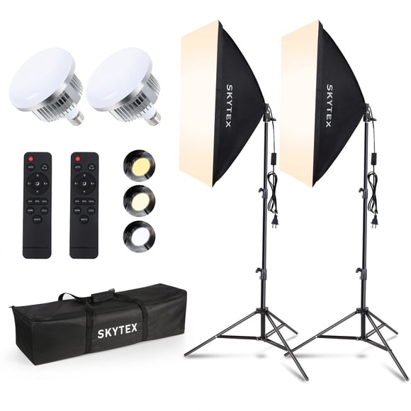 Skytex Softbox Lighting Kit(2Pack), 20x28in Soft Box | 85W 2700-6400K E27 LED Bulb Continuous Photography Lighting, Photo Studio Lights Equipment for