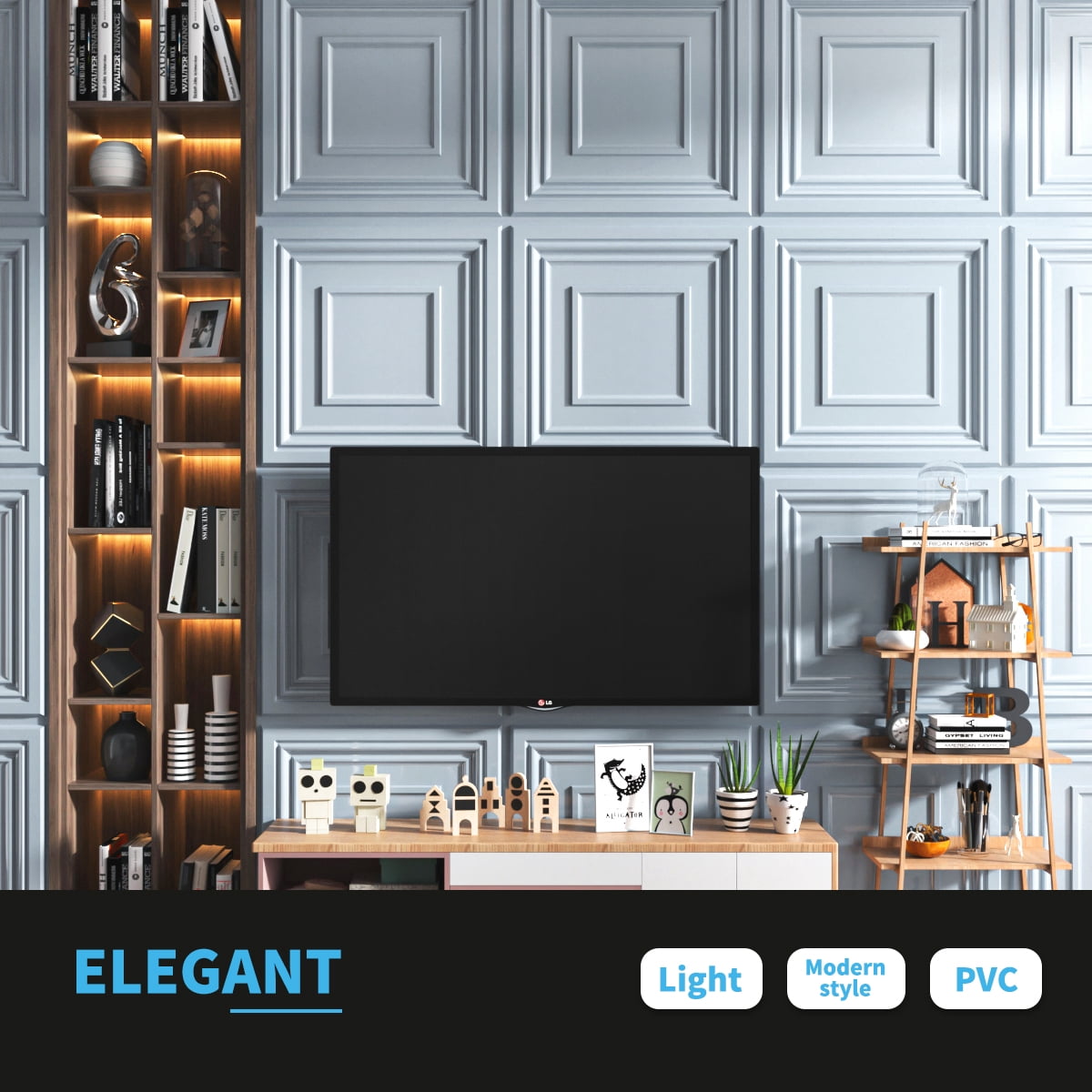 Matt Gray PVC Decorative Ceiling Tile for Drop in Grid System(12 Tiles)