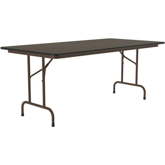 Pemberly Row 36"W x 72"D Wood Melamine Top Folding Table in Walnut
