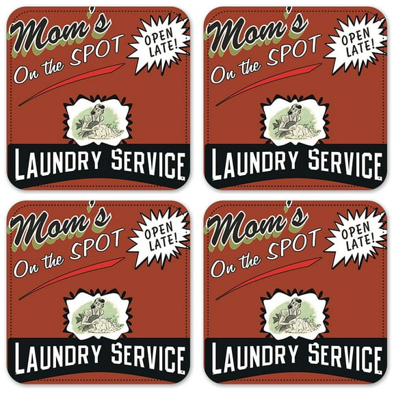 Vinyl Drink Coasters - Set of 4 - On the Spot Laundry