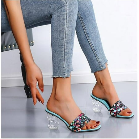 

LnjYIGJ Women s Slippers Belt With Crystal And Sandals For Women With High-heeled Slippers