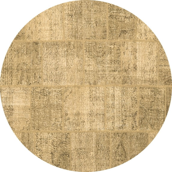 Ahgly Company Indoor Round Patchwork Brown Transitional Area Rugs, 8' Round