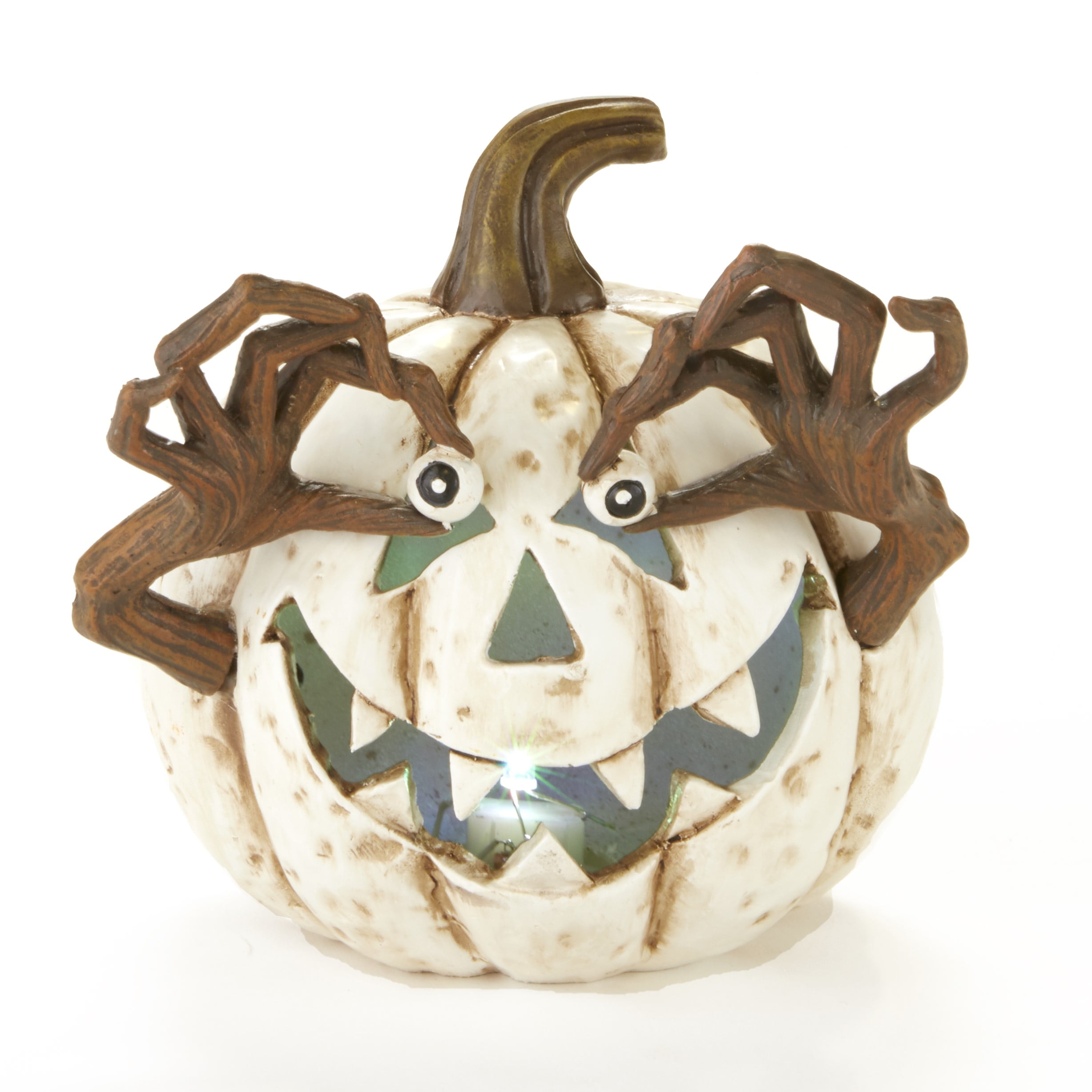 Lighted Spooky Halloween Ceramic Pumpkin Decoration