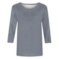 thumbnail image 5 of 3/4 Length Sleeve Womens Tops Fashion Fall Casual Crew Neck Shirts Trendy Solid Tees Cute Loose Comfy Blouses Fall Winter White T Shirts Casual Going Out Tops for Women, 5 of 5