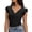 Black, variant on Women's V Neck Stretch Fitted Shirt Basic Short Sleeves Summer T Shirt Tops Cute Going Out Shirts Women's Solid Color Breathable Top