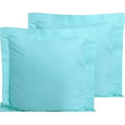 Flxxie 2 Pack Microfiber Euro Pillow Shams, Ultra Soft European Throw Pillow Covers, Decorative Square Pillow Cases, 26" x 26", Aqua
