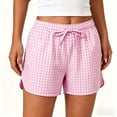 thumbnail image 5 of Tumotour Summer Board Shorts for Women'S Checkered Double Pocket Wide-Leg Shorts Loose Sporty Elasticated Side Pocket Drawstring Elastic Waist Shorts Athletic Workout Shorts, 5 of 8