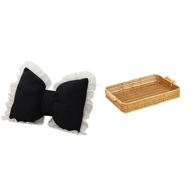 Bonito cojín con forma de lazo, cesta de almacenamiento tejida para cocina, adorno suave, ideal para dormitorio, sala de estar, oficina, regalo de fie