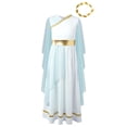 thumbnail image 1 of LiiYii Robe Grecque Athena Toga pour Filles Enfants Robe de Princesse Grecque Ancienne avec Couvre-Chef Tenues de Fête Bleu Clair 12, 1 of 5