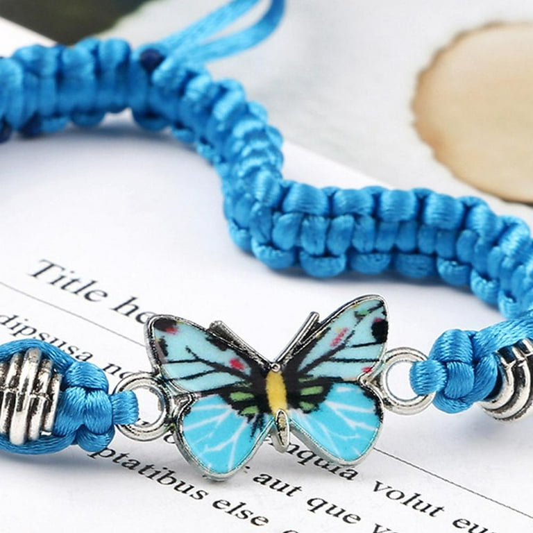 Butterfly Bracelet, Adjustable Hand Woven Bracelets, String Rope Braided  Bracelet, Cute Butterfly Charm Bracelets, Bracelet Suitable for Family  Butterfly Jewelry 