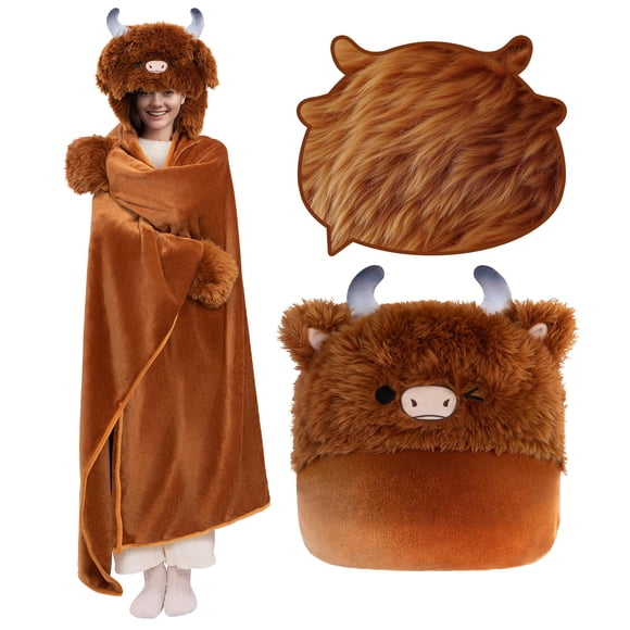 Sudadera portátil con capucha Mewaii Highland Cow para adultos