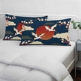 thumbnail image 3 of Japanese Style Pillow Covers, Linen Long Throw Pillow Case, Modern Cranes Cherry Flower Wave Navy Blue Holiday Pillow Protector Decorative Cushion Cover for Living Room/Bedroom 20" x 26", 3 of 8
