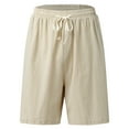 thumbnail image 4 of Labakihah Mens Pants Men's Summer Casual Cotton Linen Drawstring Shorts Pant Solid Pocket Shorts Khaki, 4 of 8