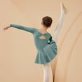 thumbnail image 5 of Xdegoge Ballet Leotard with Skirt V-Neck Long Sleeve Dance Practice Wear Professional Gymnastic Training Costume, 5 of 7
