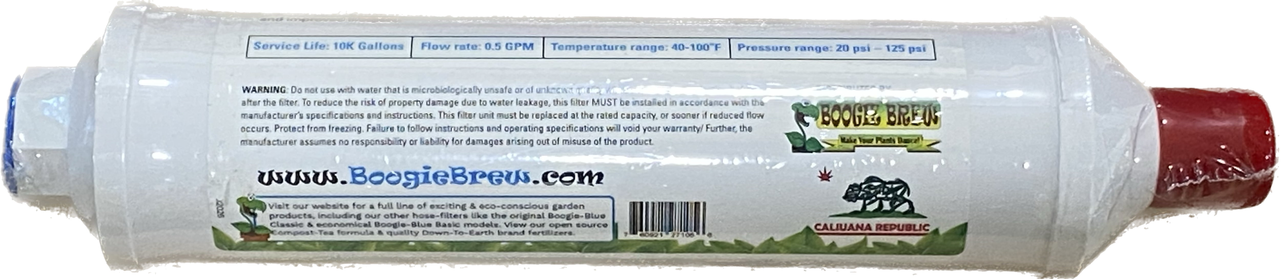 Boogie Blue Basic Garden Hose Water Filter, Outdoor & RV Use, 10k Gallon