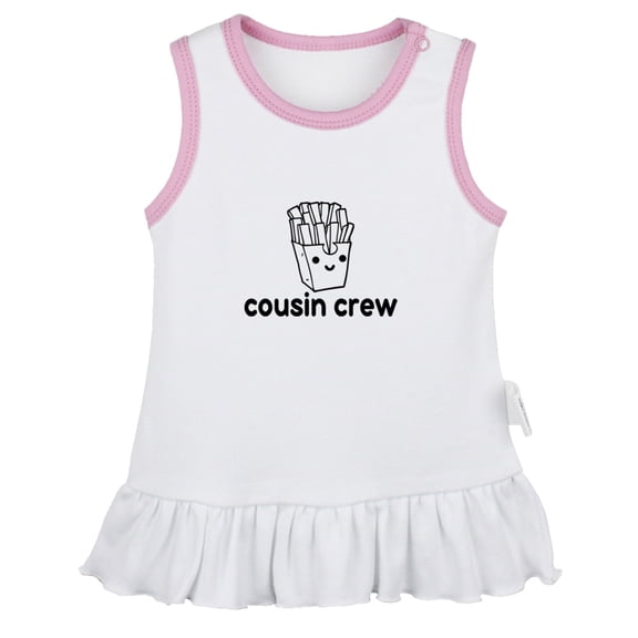 Chips Image & Cousin Crew Funny Dresses For Baby, Newborn Babies Skirts, Infant Princess Dress, 0-24M Kids Graphic Clothes (White Sleeveless Dresses, 0-6 Months)