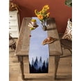 thumbnail image 5 of ERUNPONLY Forest Table Runner - 72 Inch Long Blue Purple Trees Landscape Retro Watercolor Cotton and Linen Blended Dress Scarves Farmhouse Table Runner for Kitchen Dining, Coffee Table, 13"x72", 5 of 8