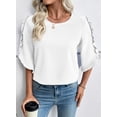 thumbnail image 6 of DOKOTOO Blouses for Women 3/4 Ruffle Sleeve Crewneck Tops Business Work Blouse Casual Dressy Loose Shirts, 6 of 10