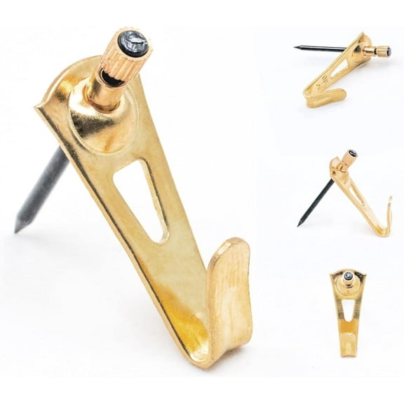Picture Hang Solutions Brass Picture Hook with Nails 30-lb Capacity 100 Pieces per Pack