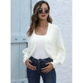 thumbnail image 5 of Cardigan Sweaters for Women Open Front Cropped Cardigan Sweater Long Sleeve Knit Bat Sweaters Shrug Top White M, 5 of 10