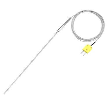 K Type Thermocouple with Plug, Meter Temperature Sensor Probe -40 to 1100°C(-40 to 2012°F) Stainless Steel, 4x300mm 6.6ft Wire