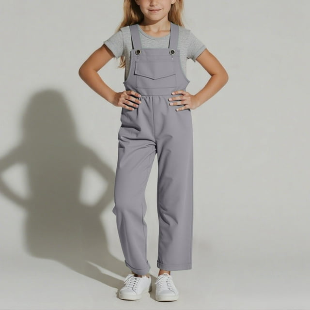Salopette Sans Manches pour Filles, Coupe Ample Réglable, Combinaison Longue Décontractée pour Enfants, Confortable pour un Usage Quotidien