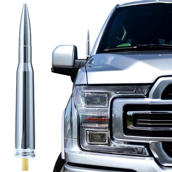Antena CZSWCH 50 Cal Truck Chrome Bullet para Ford F150 F250 F350 Raptor/Dodge RAM 1500 2500 3500/Chevrolet Silverado y GMC Sierra