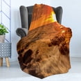 thumbnail image 4 of Seascape Soft Flannel Fleece Blanket, Exotic Ocean with Waves on Rocks Panorama in Sunset Time Tangerine Tones Sky, Cozy Plush for Indoor and Outdoor Use, 70" x 90", Orange and Amber, by Ambesonne, 4 of 5