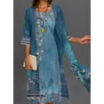 thumbnail image 2 of Womens Flowy Boho Floral Midi Dresses with Jacket Elegant Wedding Guest Chiffon Cocktail Dress 2 Piece, 2 of 11