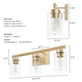 thumbnail image 5 of Hunter - Hartland 3-light Alturas Gold, Medium Size Vanity Light, Dimmable, Transitional Style, for Bedrooms, Dining, Living Rooms - 13078, 5 of 6