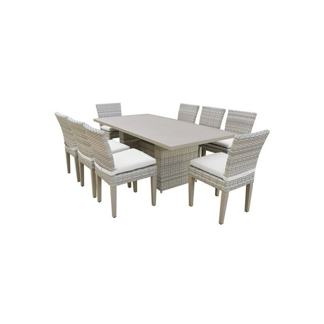 Fairmont Table à Manger Rectangulaire pour Patio Extérieur 8 Chaises Sans Accoudoirs