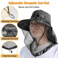 thumbnail image 5 of Mosquito Heat Net Sun Hat with Neck Flap, UPF 50+ UV Protection Safari Cap Wide Brim Fishing Hiking Hat for Men Women, Camouflage Gray, 5 of 7