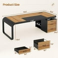 thumbnail image 2 of 70.9" Executive Desk with Drawers and Power Outlets, Modern Office Desk with Shelf and Large Desktop, Computer Desk Study Table with Storage, Rustic Brown, 2 of 9