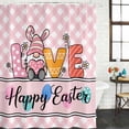 thumbnail image 2 of Happy Easter Shower Curtain, Waterproof Shower Curtains for Bathroom, Spring Gnomes Rabbits Eggs Love Flowers Pink Washable Fabric Bathtub Curtain Set Bath Decor with 12 Hooks Standard 72"x72", 2 of 8